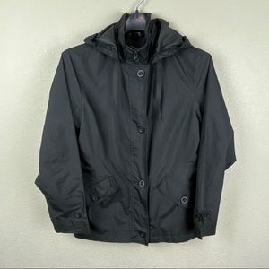 Lands End Zip Button hooded rain jacket S/P